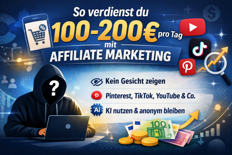 So verdienst du 100 bis 200€ pro Tag mit Affiliate Marketing, ohne dein Gesicht zu zeigen